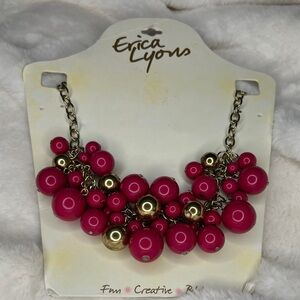 Erica Lyons Fuchsia and Gold Beaded Necklace